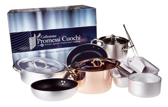 Batteria pentole professionali Agnelli &quot;Promessi cuochi&quot; - 10 pezzi