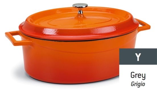 Casseruola Ovale in ghisa con coperchio e due maniglie Grigio, diam. 12x9cm