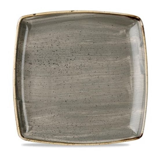 Piatto quadrato in porcellana grigio stone diam. 27 cm 12 pezzi