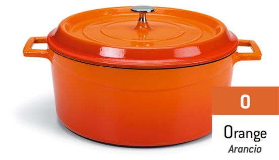 Casseruola  in ghisa con coperchio e due maniglie Arancio, diam. 24cm