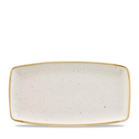 Piatto da portata oblungo in porcellana bianco stone, cm 35x19, 12 pezzi