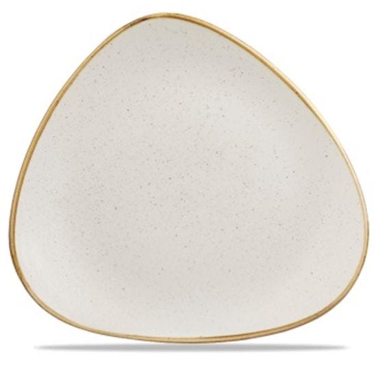Piatto piano triangolare in porcellana bianco stone, diam. 23cm, 12 pezzi
