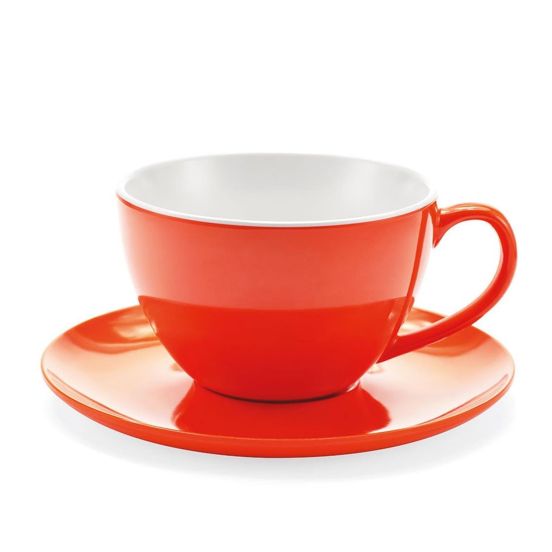Tazze con piattino in melamina, Linea Jumbo Mug, arancio, dim. 12,5x8cm - 6 pezzi