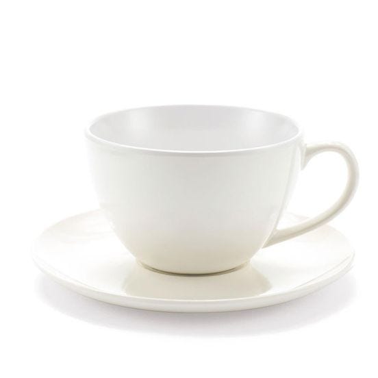 Tazze con piattino in melamina, Linea Jumbo Mug, bianca, dim. 12,5x8cm - 6 pezzi