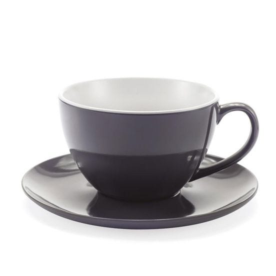 Tazze con piattino in melamina, Linea Jumbo Mug, grigia, dim. 12,5x8cm - 6 pezzi