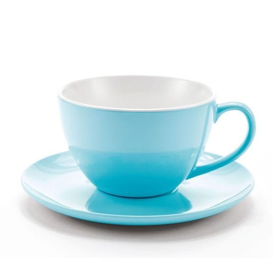 Tazze con piattino in melamina, Linea Jumbo Mug, turchese, dim. 12,5x8cm -  6 pezzi