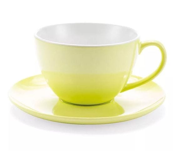 Tazze con piattino in melamina, Linea Jumbo Mug, giallo, dim. 12,5x8cm -  6 pezzi