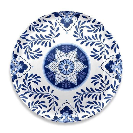 Round tray in melamine, Santorini Line, diam. 40.6cm