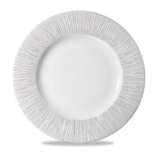 Piatto piano bordato bianco in porcellana linea Bamboo, diam. 23cm, 12 pezzi