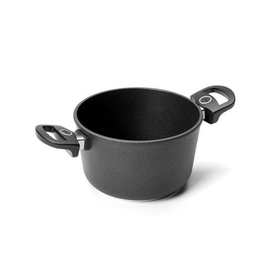 Pentola in alluminio fuso antiaderente per induzione, con due manici e coperchio, Titan Best, diam. 20cm