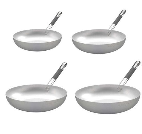Set di 4 Padelle Svasate Alte in alluminio 3mm per induzione di Pentole Agnelli, diam. 24/28/32/36cm