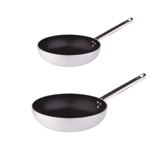 Bis di Padelle Svasate Alte in alluminio antiaderente 3mm di Pentole Agnelli, diam. 24/28cm