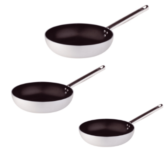 Batteria 3 Padelle Svasate linea Alluminio Antiaderente, 3mm, diam. 20/24/28 cm