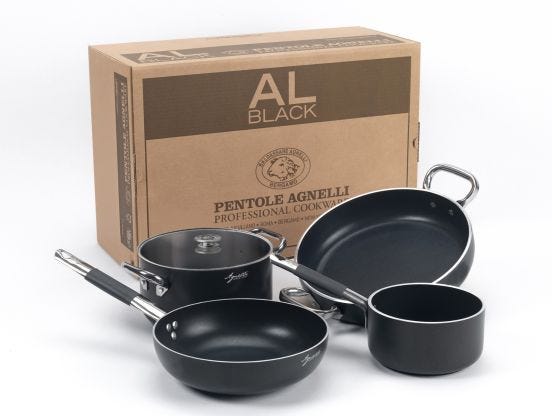 Al-Black non-stick aluminum cookware set for 2-3 people, 5 pieces