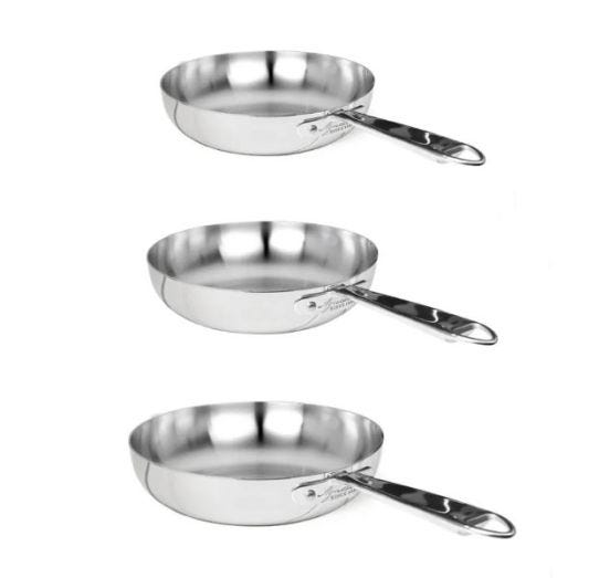 Set padelle svasate alte di Pentole Agnelli, Alu-inox 1907 3ply - 3 pezzi, diam. 24/28/32
