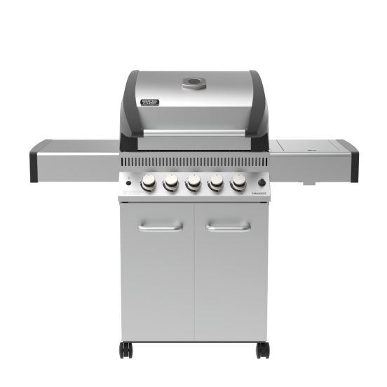 Broil Chef Paramount Gas Barbecue with Cart, 5 Burners, Side Burner and Rear Burner, Stainless Steel