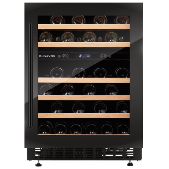 Cantina 2 temp. porta “full glass” nera, maniglia nera – Flow-46D 