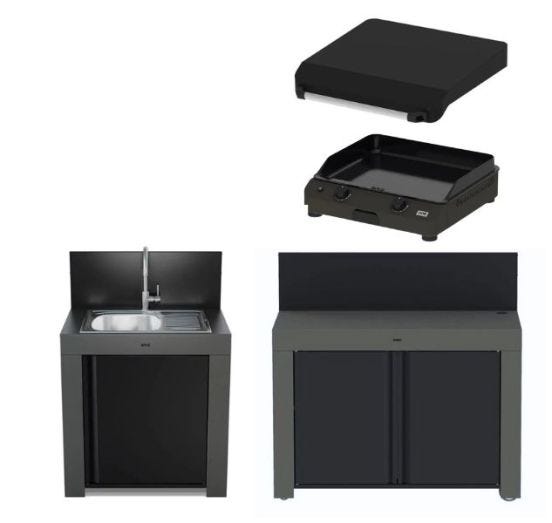 Cucina da Esterno con Plancha e Lavabo rettangolare Enò