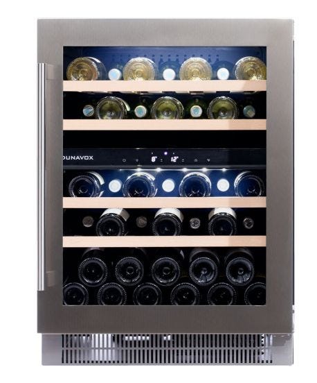 Cantina 2 temperature porta vetrata con cornice inox e maniglia inox - LED TriColor - classe F, 39 bottiglie  - DAUF-39.121DSS