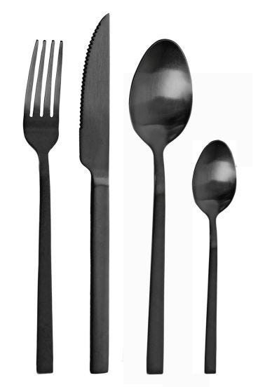 Pintinox Duke Satin Cutlery Set, 24 Pieces, Carbon Color