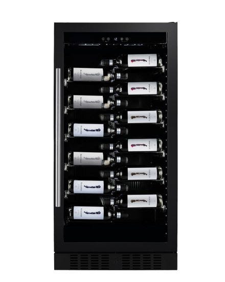 Cantina Linea Grande Monotemperatura porta full glass nera maniglia nera, classe F, 70 bottiglie - DX-70.258B