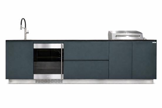 Garden Chef outdoor kitchen, Demetra Verde GC line, with electric barbecue, induction hob, wine cellar and sink, 300cm
