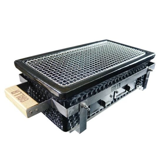 Shichirin rectangular charcoal table barbecue Osaka black GRLLR