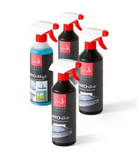 Kit per pulizia professionale griglia - 3 sgrassatori, 1 detergente, Airone