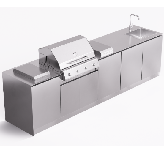 Cucina da esterno Via Nolfi 528 a parete, con barbecue Fry Top 750, OF outdoorkitchens