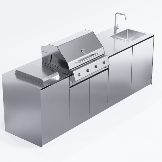 Cucina da esterno Via Nolfi 531 a parete, con barbecue Fry Top 750, OF outdoorkitchens