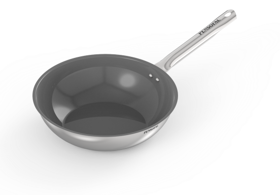 Wok saltapasta in Acciaio inox antiaderente PFAS Free per induzione, un manico, linea New Era, diam. 28 cm 