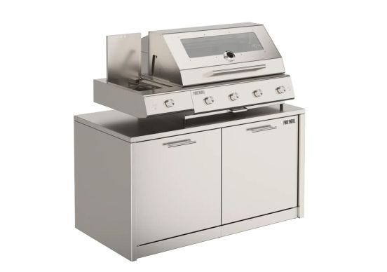 Cucina da esterno modello Verona Pianeta Grill con barbecue Fry Top 750 4 fuochi e fuoco laterale