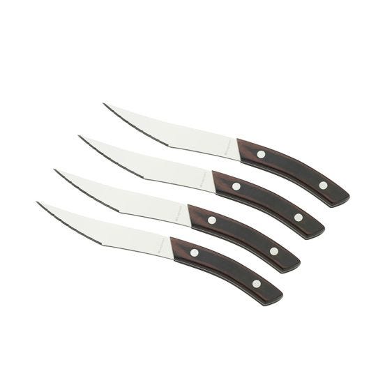 Legnoart Napoli Pizza and Steak Knife Set of 4 with Dark Wood Handle and Gift Box