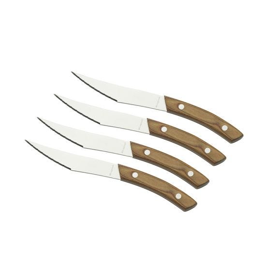Legnoart Napoli Pizza and Steak Knife Set of 4 with Light Wood Handle and Gift Box