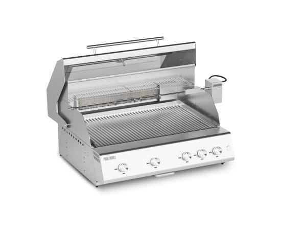 Gas barbecue Fry Top 750 Range 5 burners with Pianeta Grill rotisserie, with V-shaped drain pans