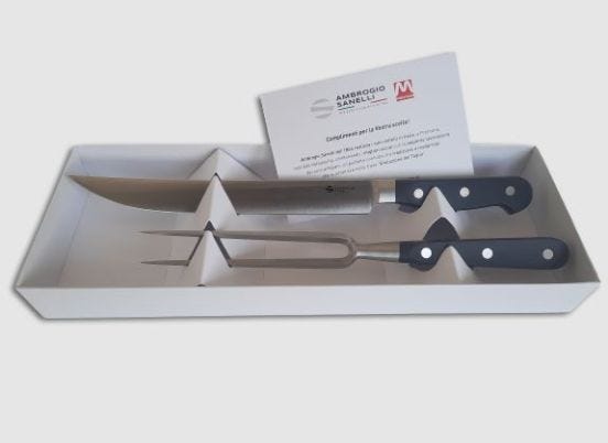Set of 2 Maitre line roast knives (roast and fork) with gift box by Sanelli Ambrogio 
