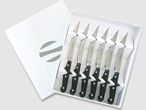 Set of 6 smooth steak knives from the Maitre line, 11 cm by Sanelli Ambrogio with gift box
