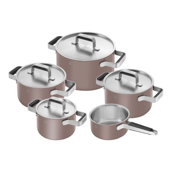 Set di 5 pentole e padelle rosa, acciaio inossidabile PURE - ZWILLING