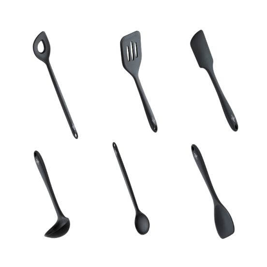 Set 6 pezzi utensili per cucina in silicone linea Trend Nero