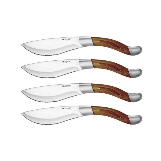 Legnoart set of 4 steak knives with light wood handles and gift box