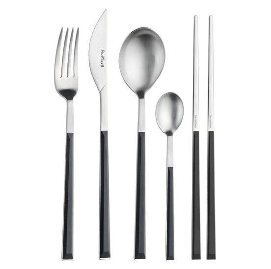 SUSHI PRO 24-piece cutlery set - Black, with red box