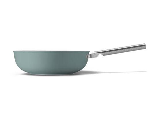 Wok in alluminio antiaderente PFAS FREE per induzione, color Verde, diam. 30cm