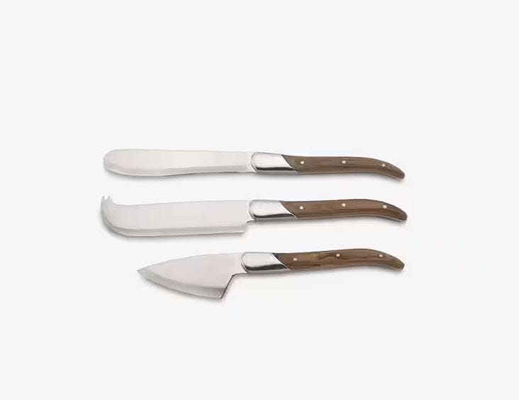 Set di coltelli per formaggi Fromager di Legnoart, lama acciaio con manico in legno chiaro e scatola regalo