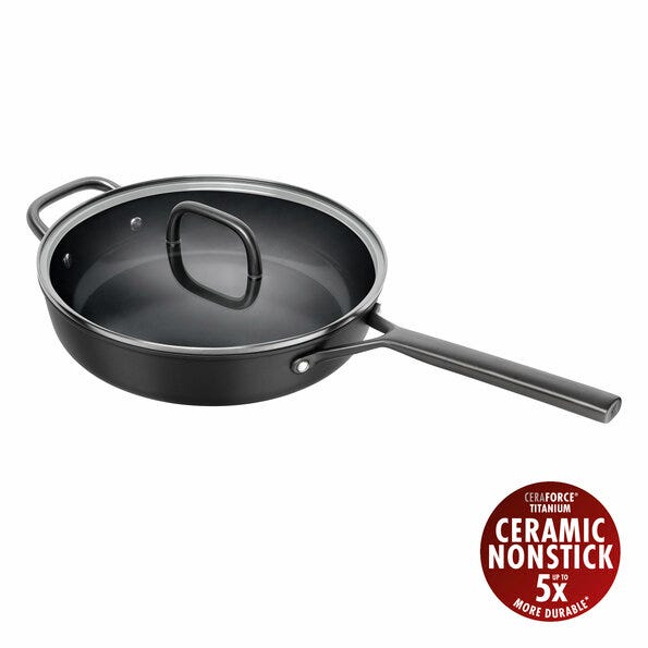 Zwilling Milano Non-Stick Aluminum Pan, PFAS Free, with Lid, 28cm Diameter, Black
