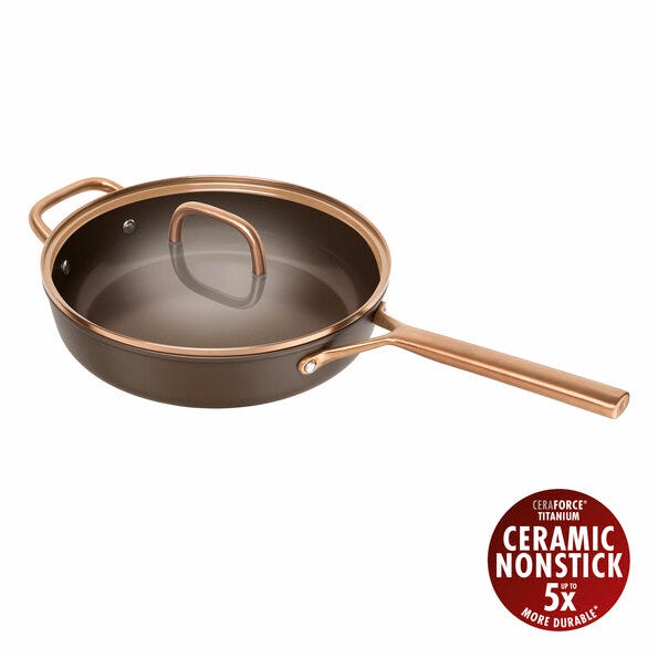 Zwilling Milano Non-Stick Aluminum Pan, PFAS Free, with Lid, 28cm Diameter, Brown